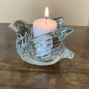 Vintage 1970s Avon Clear Glass Bird Candleholder